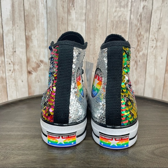 Converse Chuck 70 Pride Rainbow Sequin High Top Sneakers - Picture 5 of 10